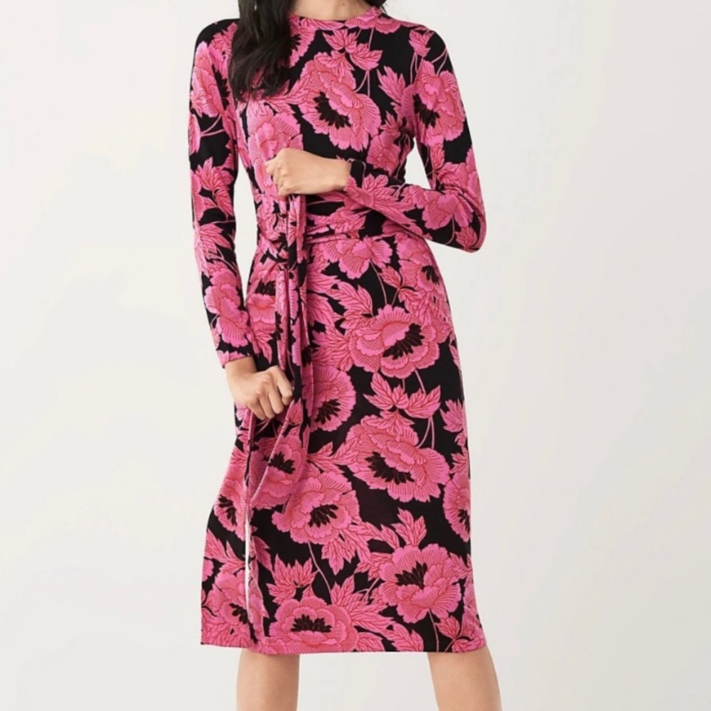 Diane Von Furstenberg Floral Pink/black dress - Picture 4 of 6
